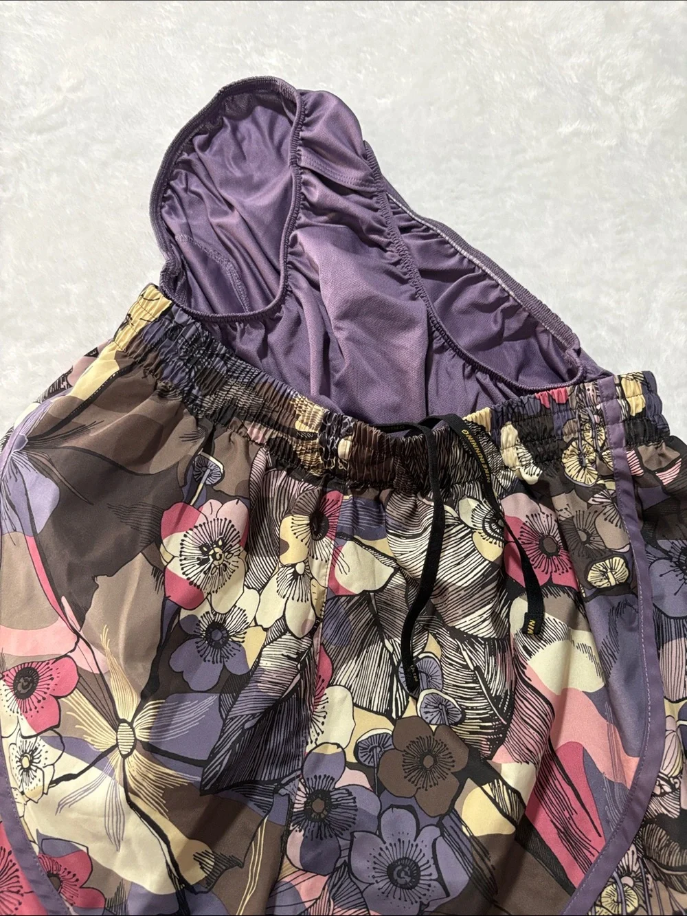 Nike running medium mushroom Women's Floral Print Running Shorts - Purple Multi